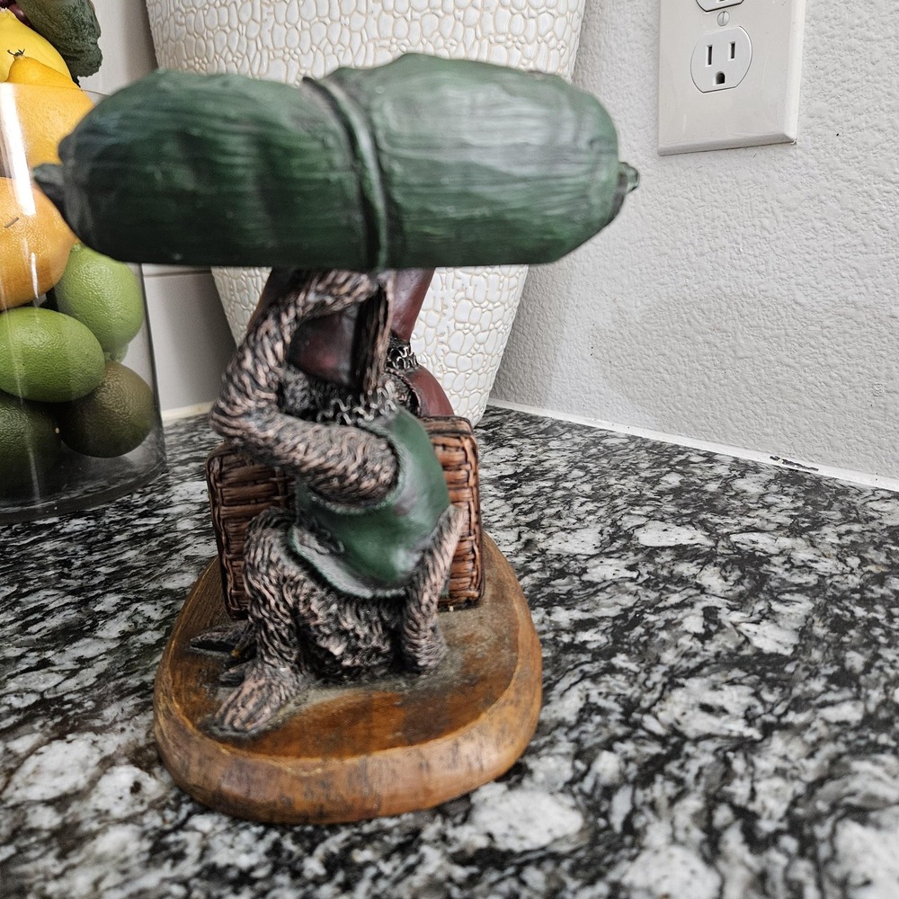 VTG Ceramic Denzine Hand Painted Monkey Sculpture Holding Up Leaf Trinket dish - Picture 5 of 10